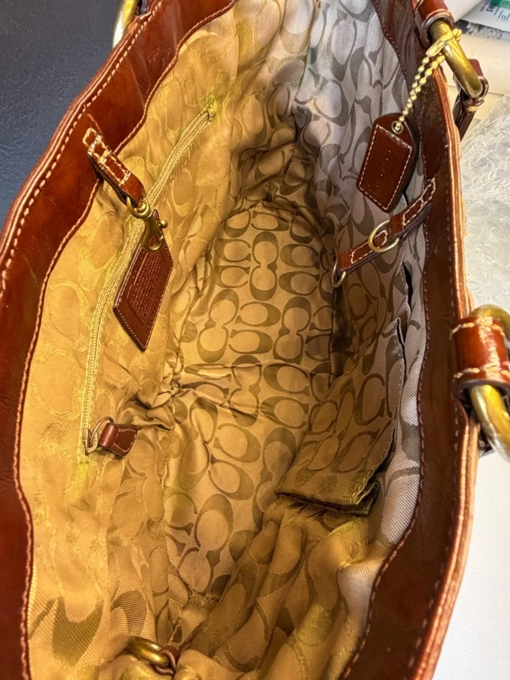 Coach Patent Leather Shoulder Tote with Gold Hardware! #11500 - Picture 13 of 16